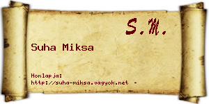 Suha Miksa névjegykártya